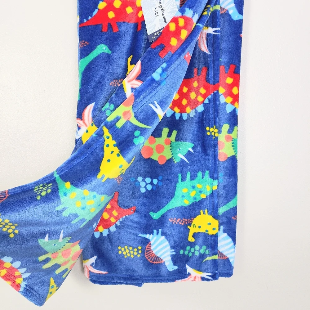 NEW! Tommy Bahama Plush Dinosaur Blanket Throw Blue Large Fleece 50x60 Soft